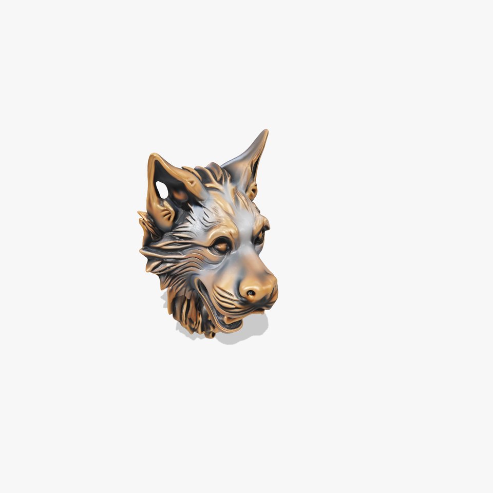 Wolf Head Bronze Door Knocker Sculpture model pack